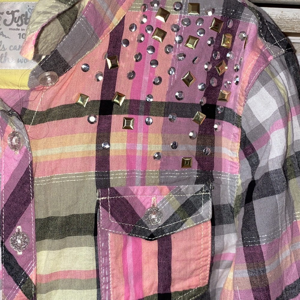 Girls Plaid Button-Down Top - Picture 2 of 6